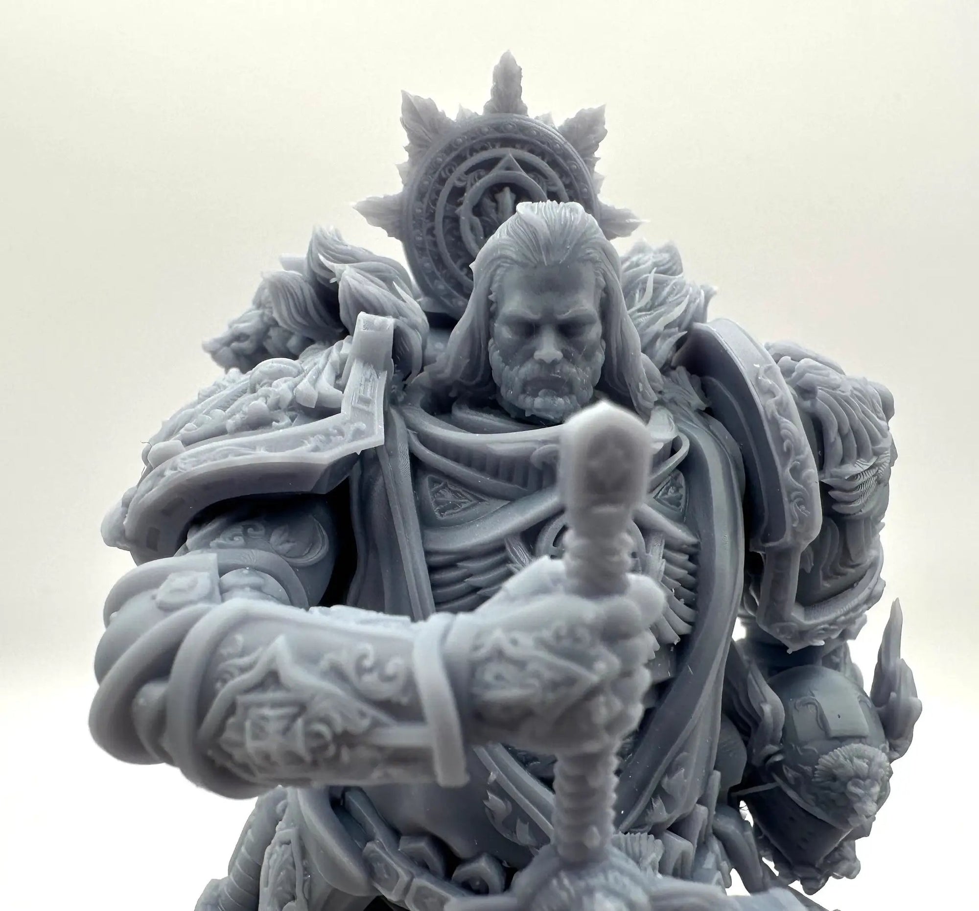 3D printed chivalric knight model by Last Hope Miniatures, detailed medieval armor and pose, created by 3DArtGuy Miniatures.