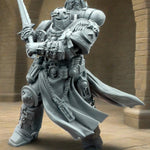 3D printed Knight Crusader Marine miniature by Last Hope Miniatures, detailed model with armor and weapon in a dynamic pose.