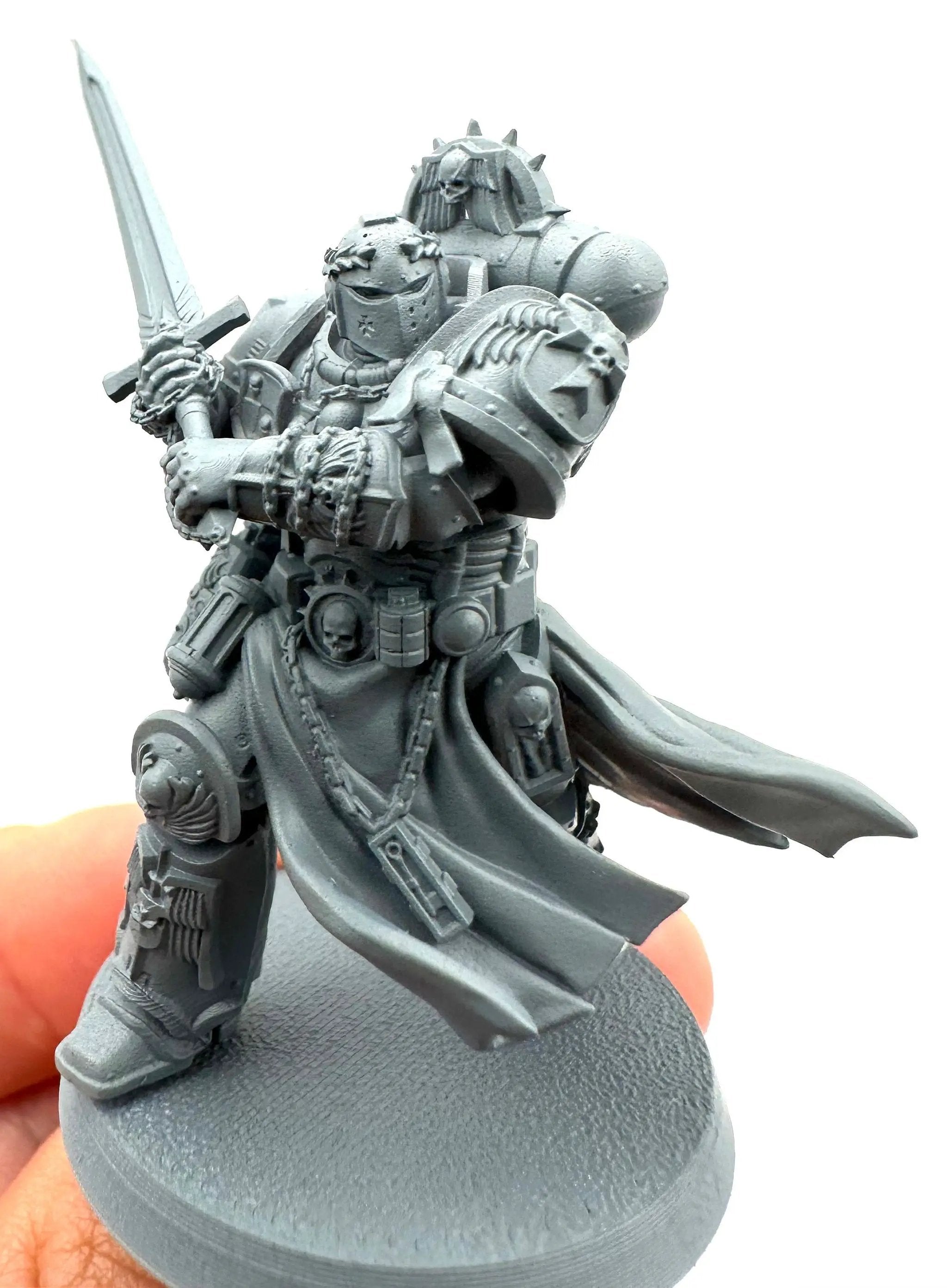 3D printed Knight Crusader Marine model by Last Hope Miniatures, detailed miniature figure with armor and weaponry.
