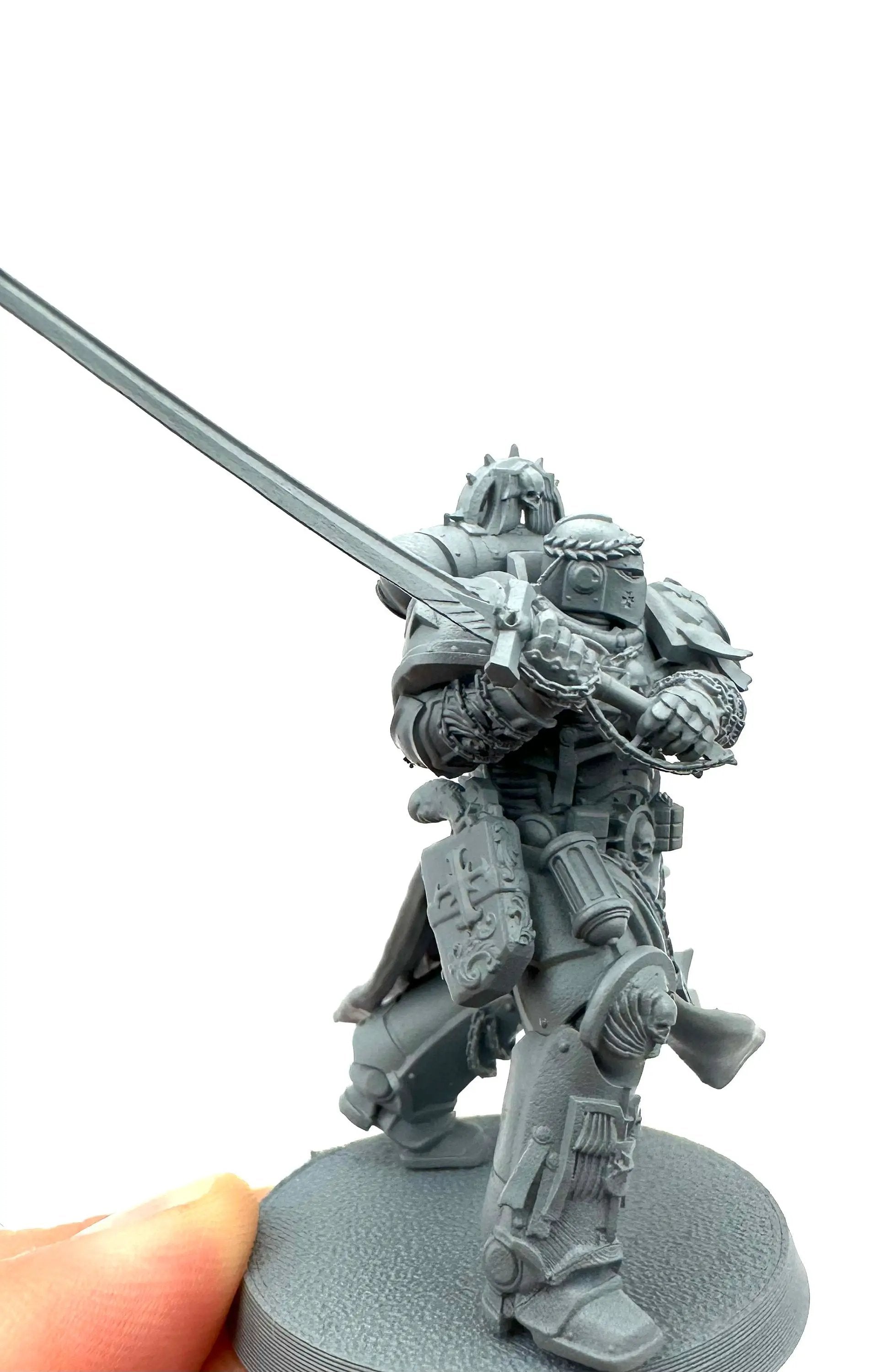 3D Printed Knight Crusader Marine miniature from Last Hope Miniatures, detailed fantasy model on a textured base.