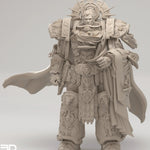 3D printed Space Caesar model by Last Hope Miniatures for 3DArtGuy Miniatures, showing detailed space-themed figure in gray resin.