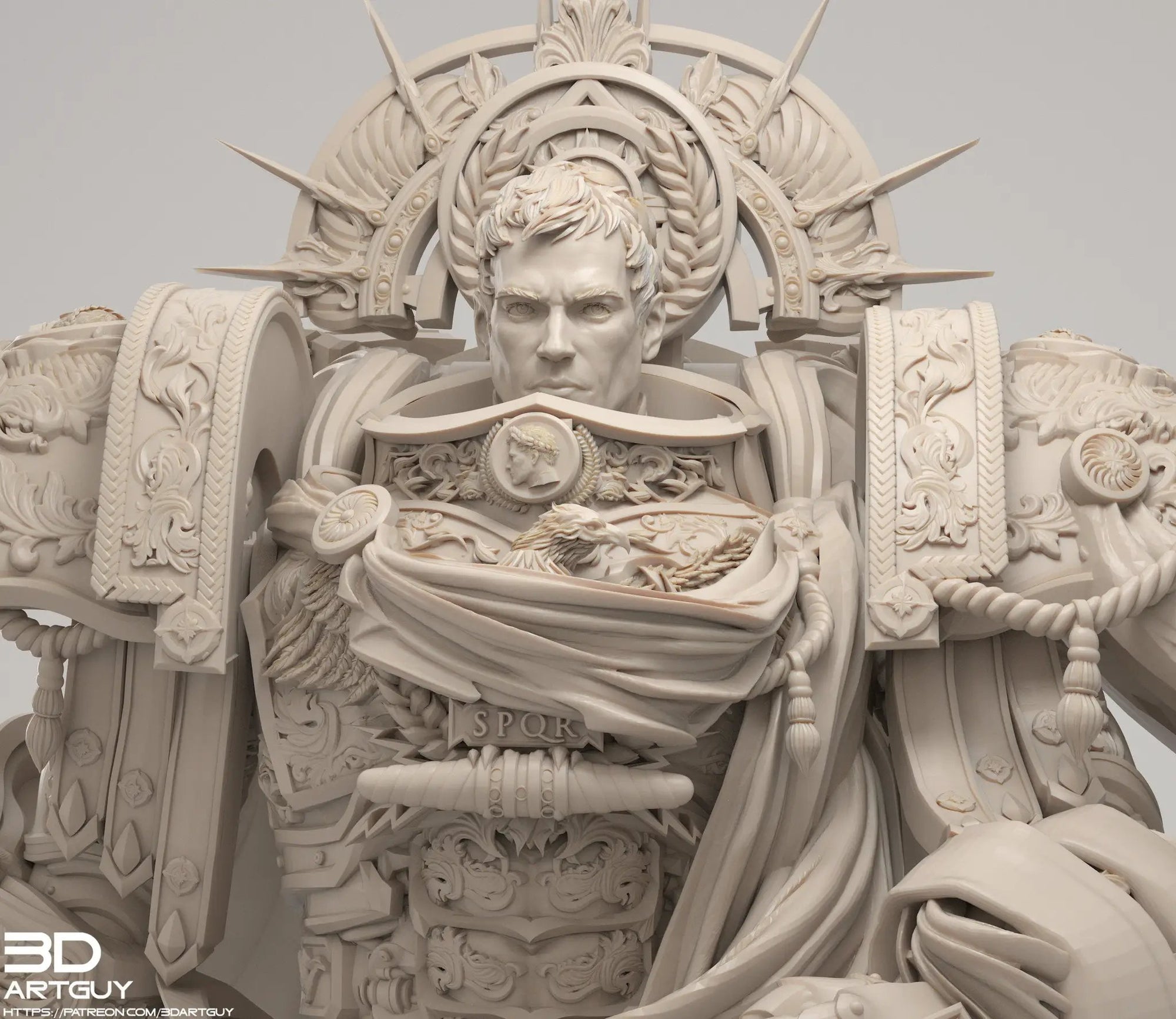 3D printed Space Caesar model by Last Hope Miniatures, detailed miniature figure with Roman-inspired armor and space helmet.