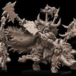 3D printed Iron Orc Warboss on Warboar model by Avatars of War, featuring detailed orc warrior riding a large warboar.