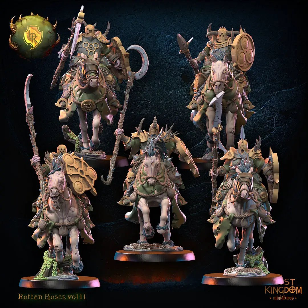 3D printed diseased knight model by Last Hope Miniatures, featuring detailed undead armor and decayed weaponry from Lost Kingdom Miniatures.