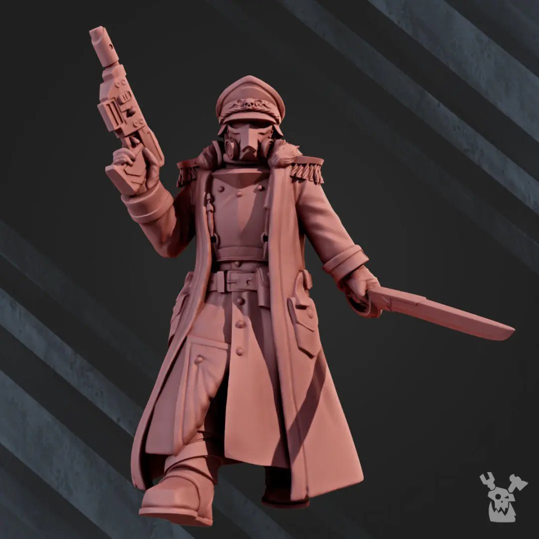 3D-printed 2nd Death Division Commissar model by Last Hope Miniatures, detailed military figure for tabletop gaming.