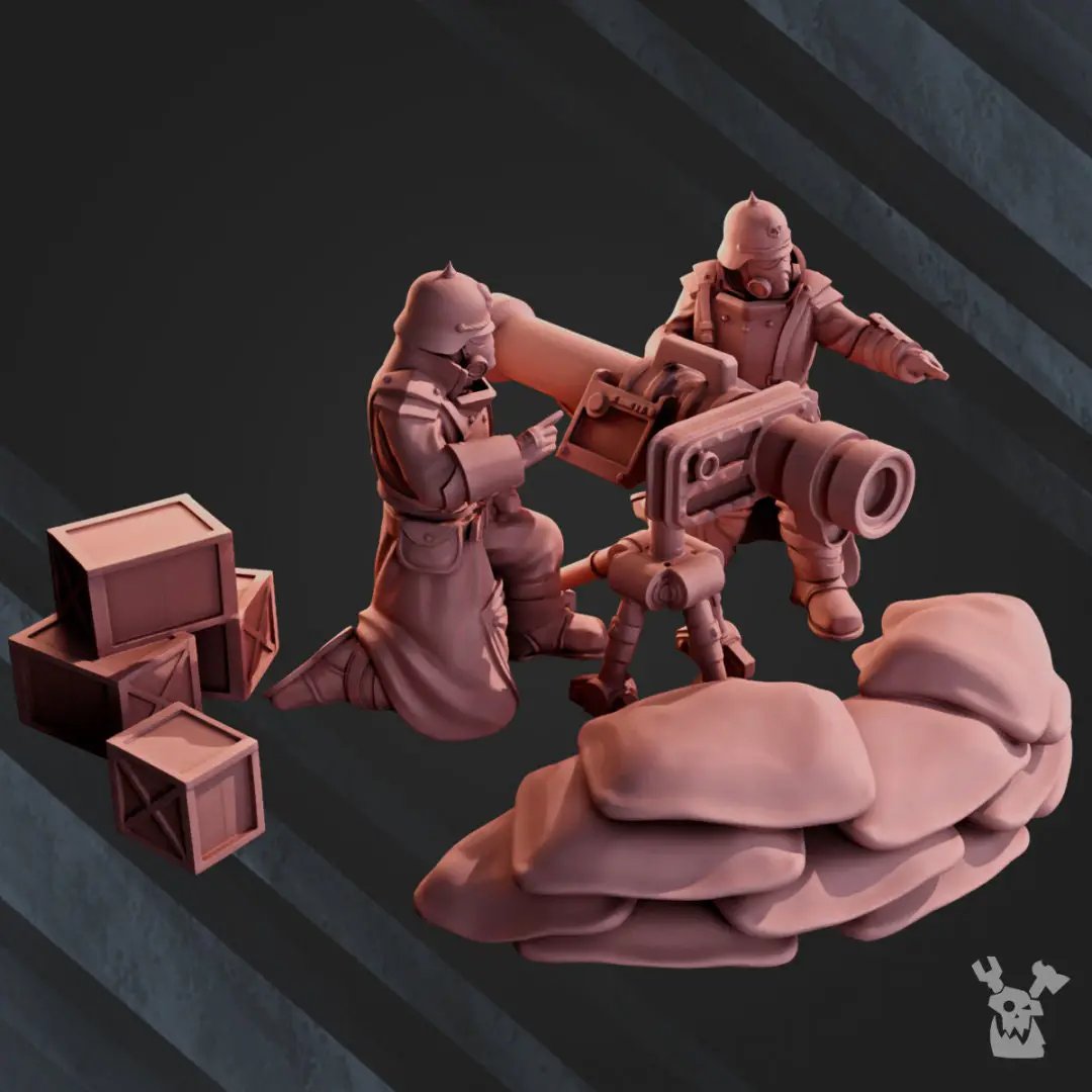 3D printed model of the 2nd Death Division Heavy Weapons Team by Last Hope Miniatures for tabletop gaming.