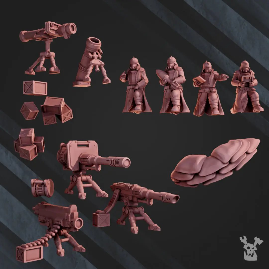 3D printed model of 2nd Death Division Heavy Weapons Team by Last Hope Miniatures, featuring detailed figures and weapons.