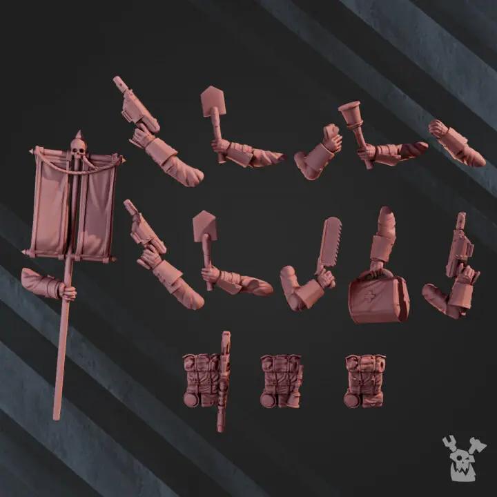 3D printed 2nd Death Division Infantry model kit by Last Hope Miniatures, assembled with detailed military figures from DakkaDakka Miniatures.