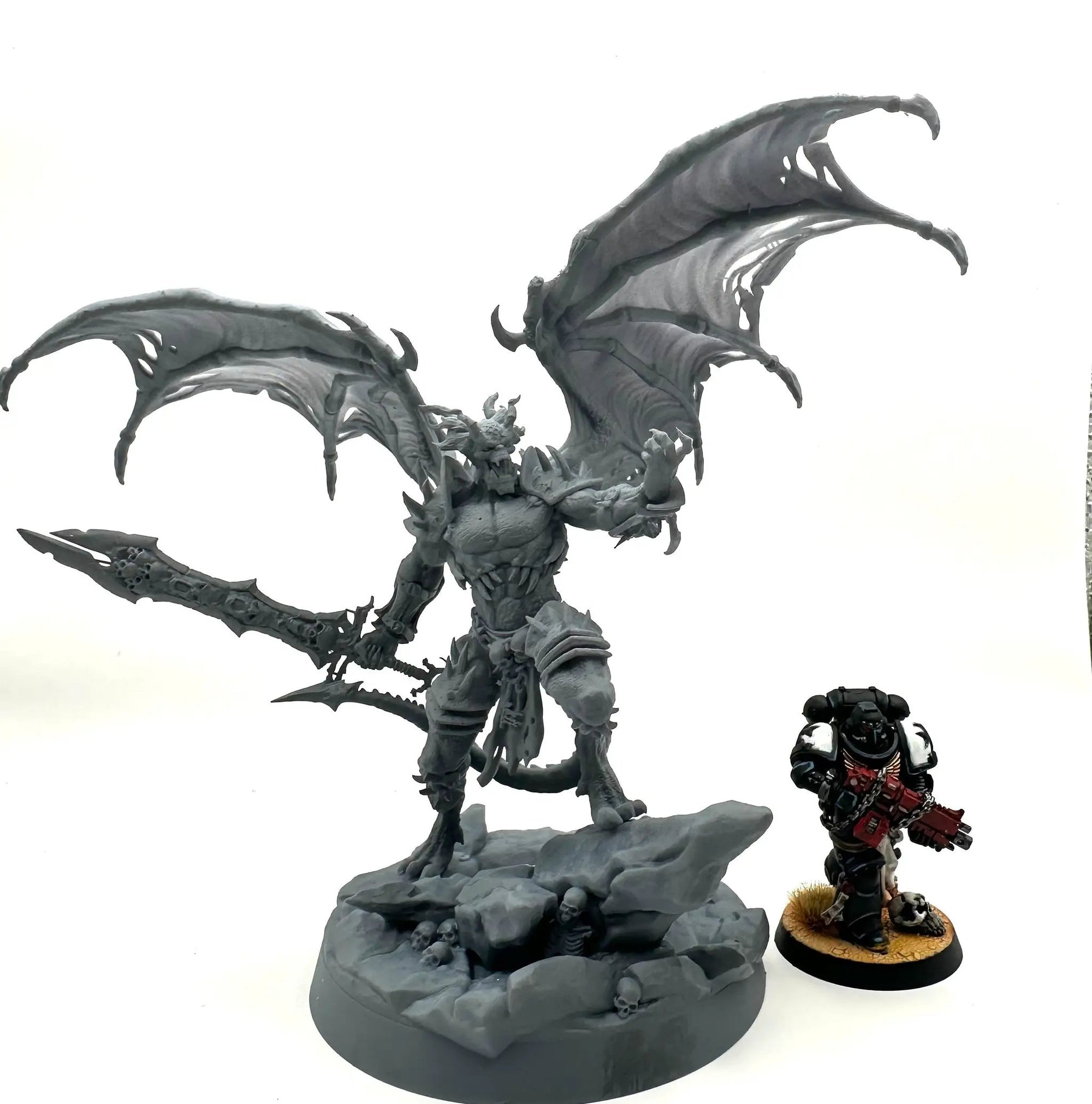 3D printed Aamon, Daemon Lord of the Abyss model by Meshbrain Labs, detailed miniature from Last Hope Miniatures.