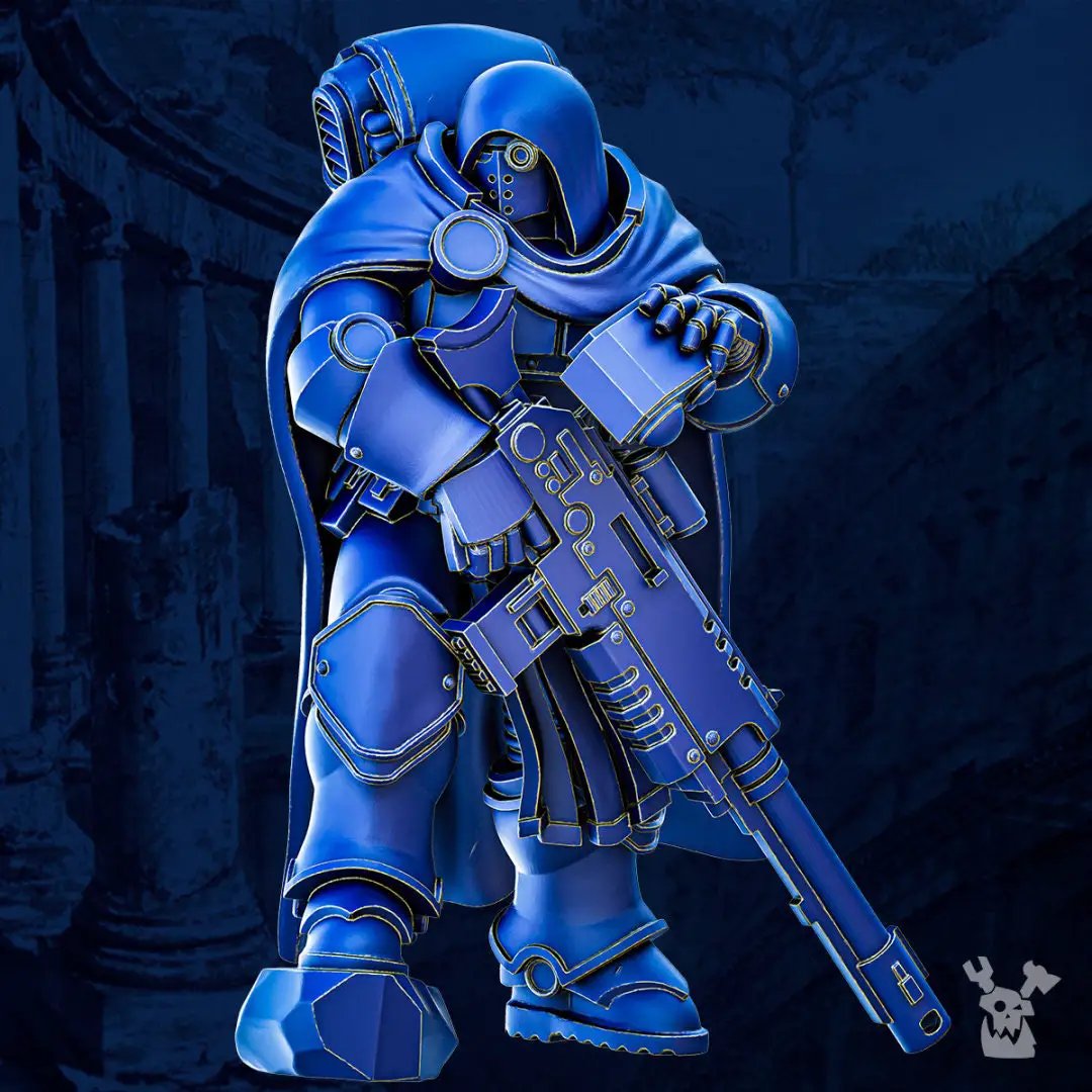 Three 3D-printed Acer Oculus Scout Sniper Squad models by Last Hope Miniatures for DakkaDakka Miniatures, detailed sci-fi miniatures.