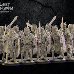 10 3D printed Amun-Re Guard models by Last Hope Miniatures for Lost Kingdom Miniatures, featuring detailed Egyptian-style warrior figures.
