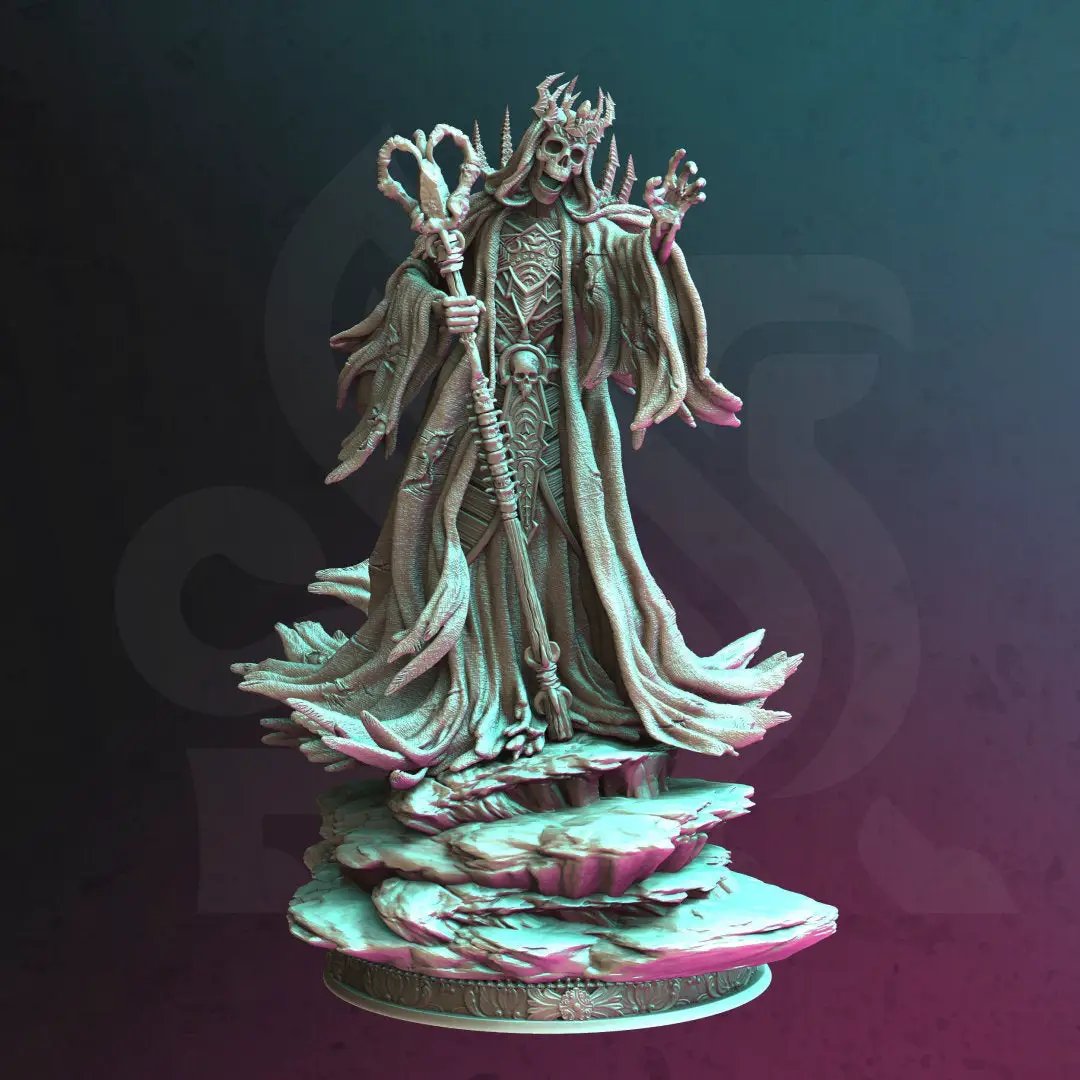3D printed Ancient Lich model by Last Hope Miniatures, featuring intricate details and a dark, undead fantasy design.