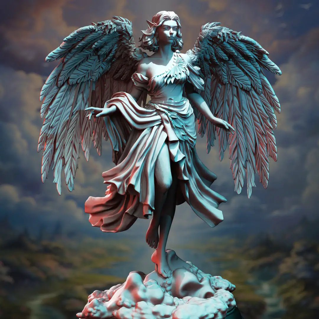 3D printed Angel of Love model by Last Hope Miniatures, detailed angel figure with wings and flowing robes.