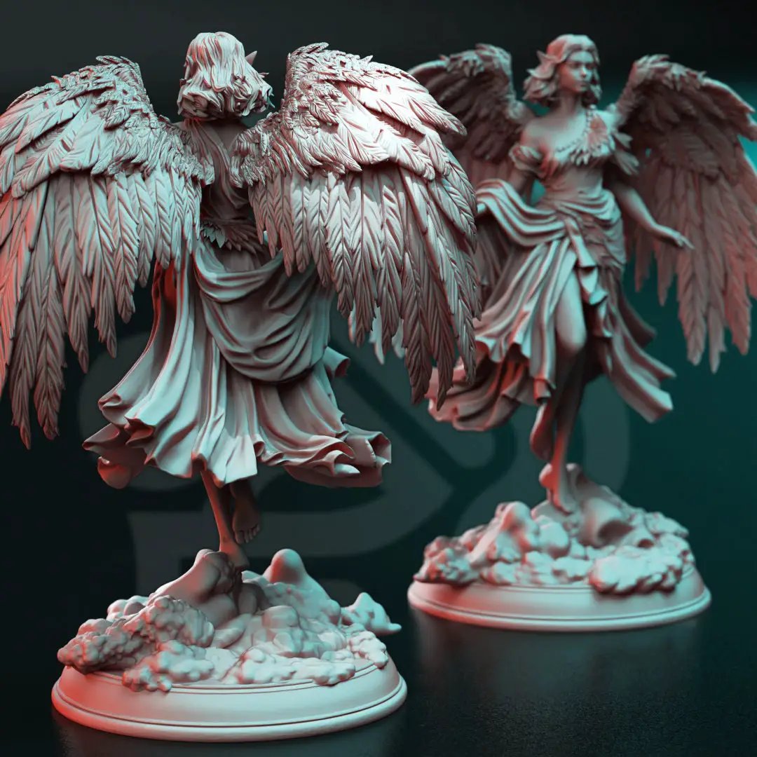 3D printed Angel of Love model by Last Hope Miniatures, featuring intricate angel wings and a serene pose.