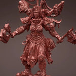 3D printed Angry Ax Lady model by 3DArtGuy for Last Hope Miniatures, featuring detailed character with axe and armor.