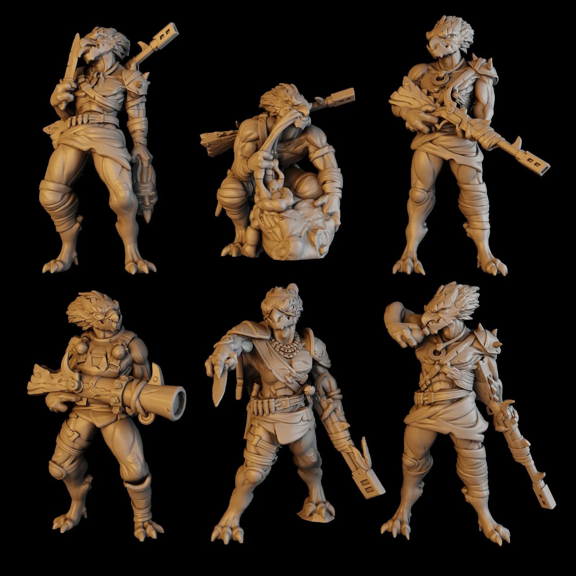 3D printed Anunnaki Tribe Hunters model by Last Hope Miniatures, featuring detailed miniature figures from DakkaDakka Miniatures collection.