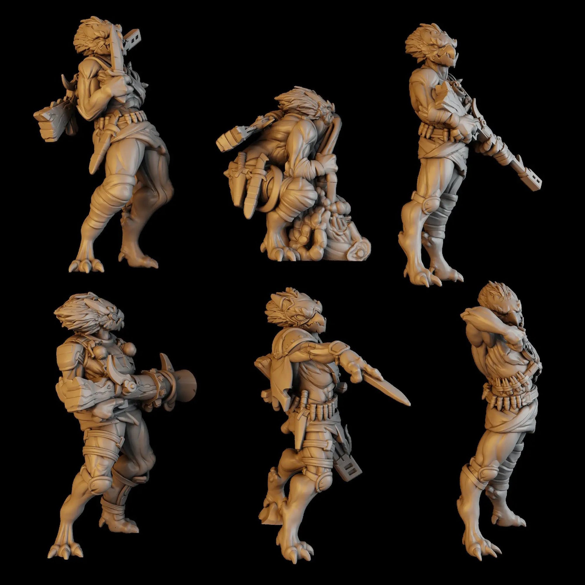3D printed Anunnaki Tribe Hunters model by DakkaDakka Miniatures, detailed sci-fi warrior figures from Last Hope Miniatures.
