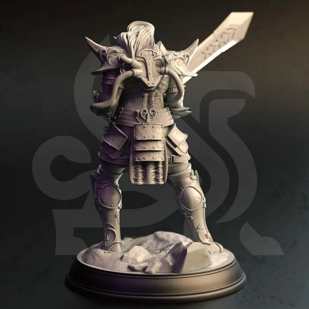 3D printed Arcane Infused Barbarian model by Last Hope Miniatures, detailed fantasy figure with mystical armor and weaponry.