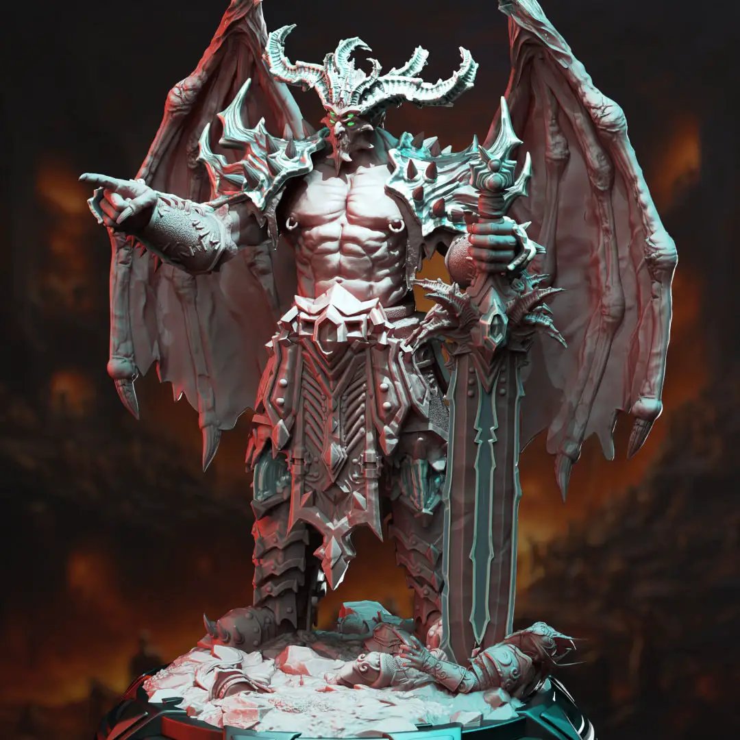 3D printed Arch Devil model by Last Hope Miniatures, featuring intricate details and dynamic pose in dark, menacing design