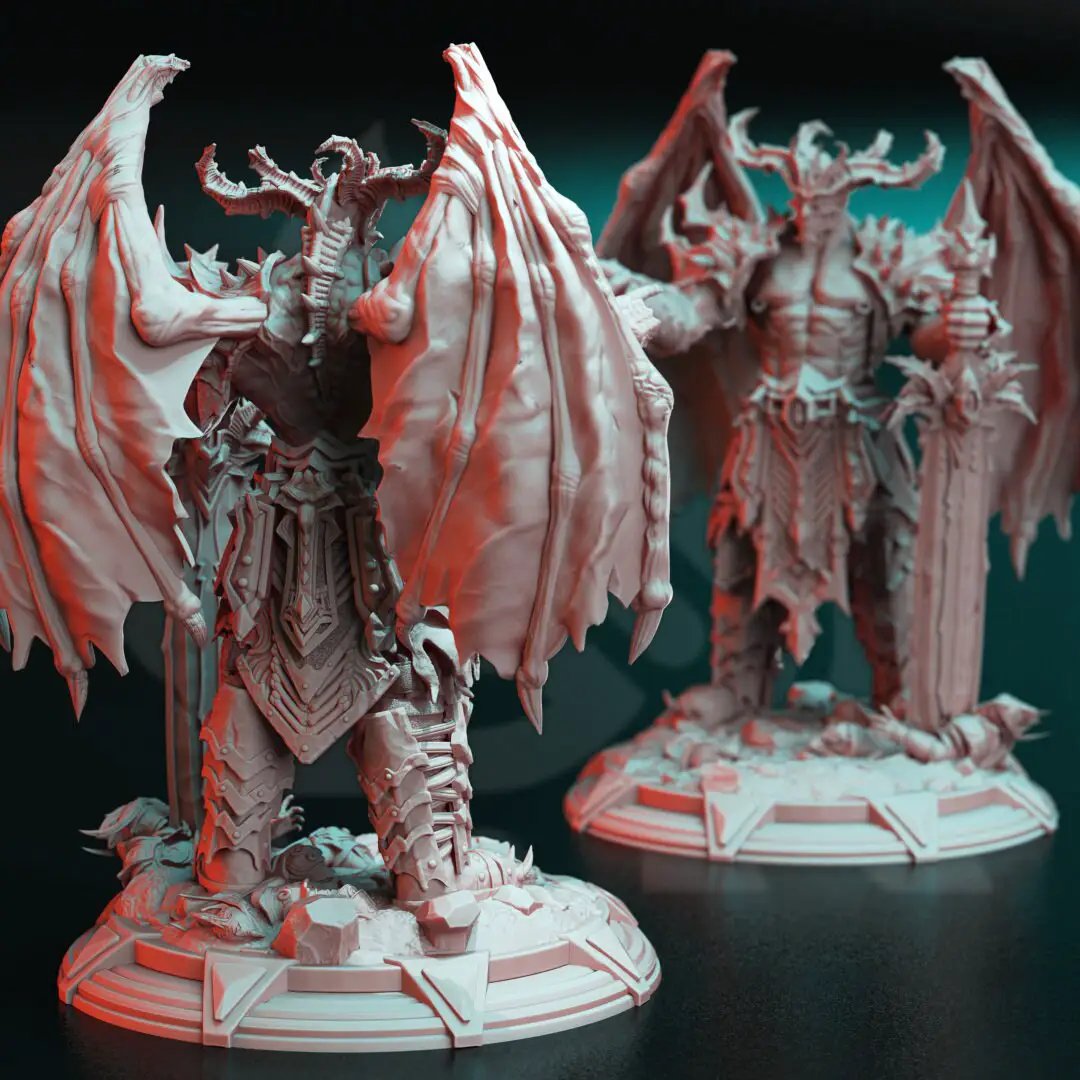 3D printed Arch Devil model by Last Hope Miniatures, detailed demonic figure with wings and horns, designed for tabletop gaming.