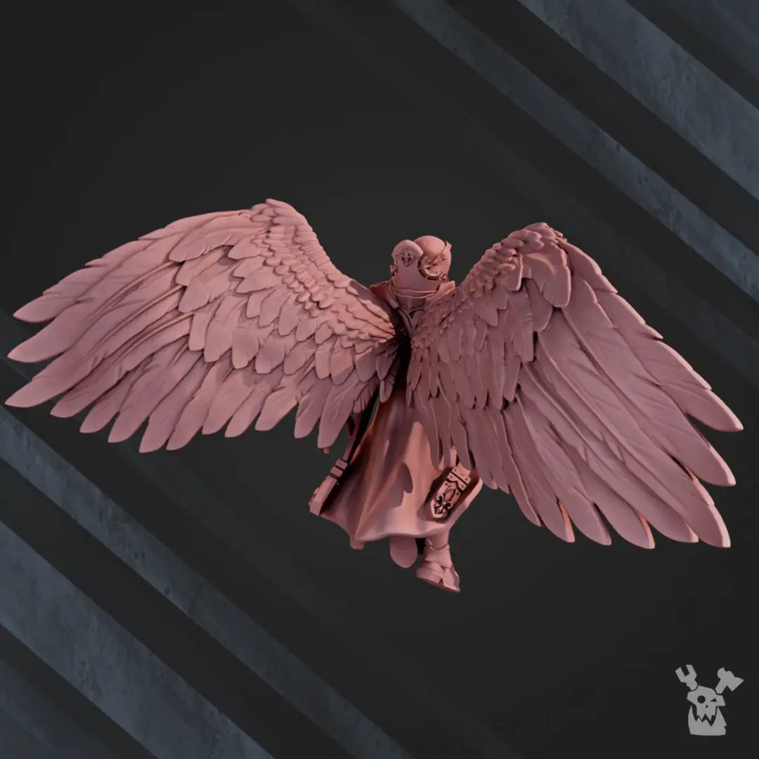 3D printed Archangel Elizabeth model by Last Hope Miniatures, featuring detailed angelic figure with wings and intricate armor design.
