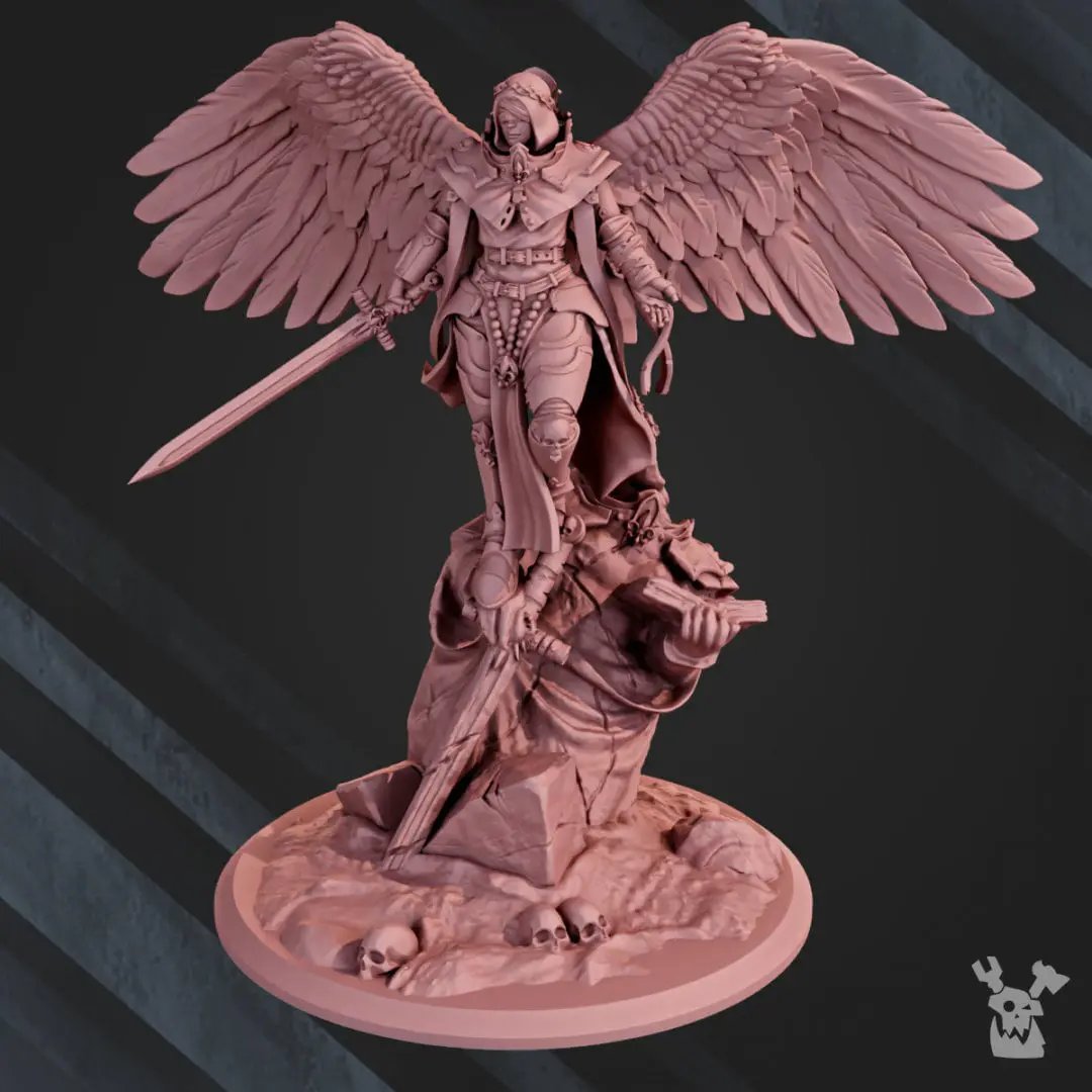 3D printed Archangel Elizabeth model by DakkaDakka Miniatures, detailed angel figure from Last Hope Miniatures series.