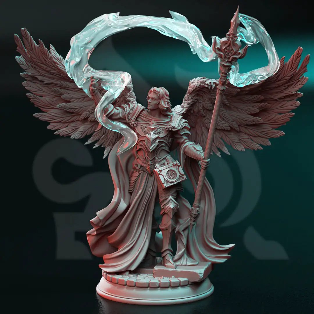 3D printed Archangel of Wisdom model by Last Hope Miniatures, featuring detailed angelic figure with wings and intricate armor.