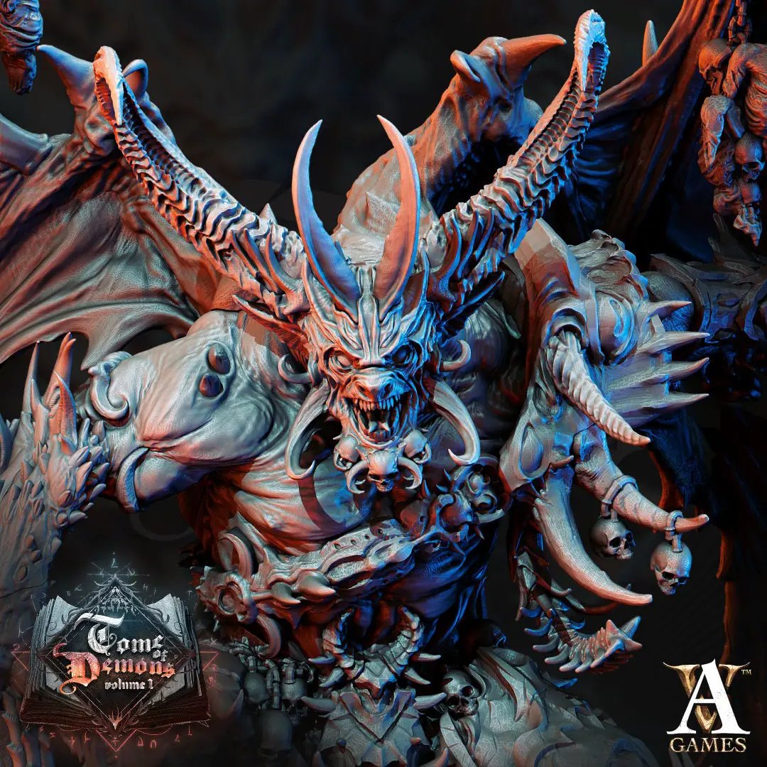 3D printed Chaos Incarnate Armaros model by Last Hope Miniatures, detailed miniature with intricate armor and menacing pose.