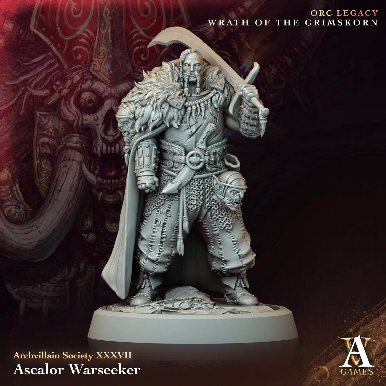 3D printed Ascalor Warseeker model by Last Hope Miniatures, detailed fantasy figure from Archvillain Games for tabletop gaming.