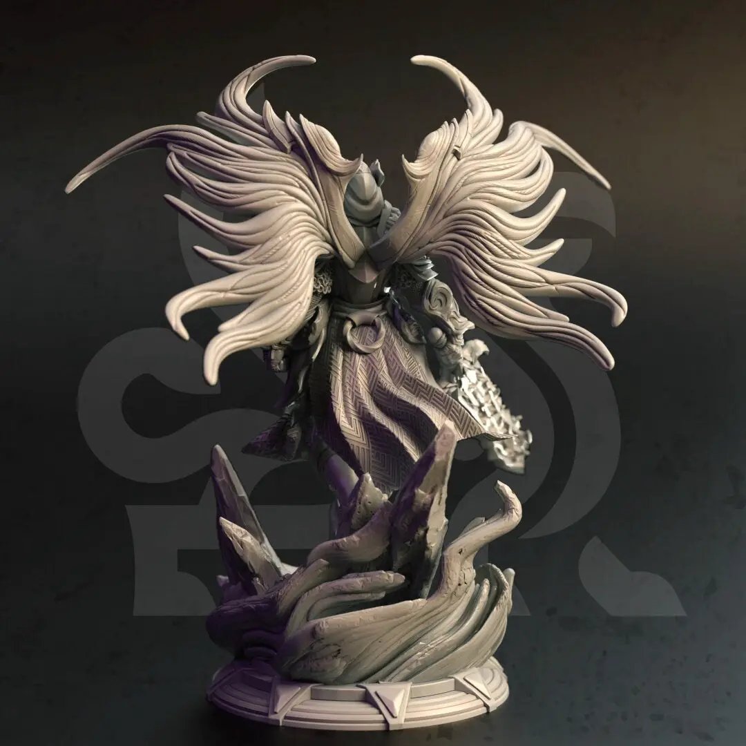3D printed angelic paladin model by Last Hope Miniatures, featuring detailed armor and wings, designed by DM Stash.