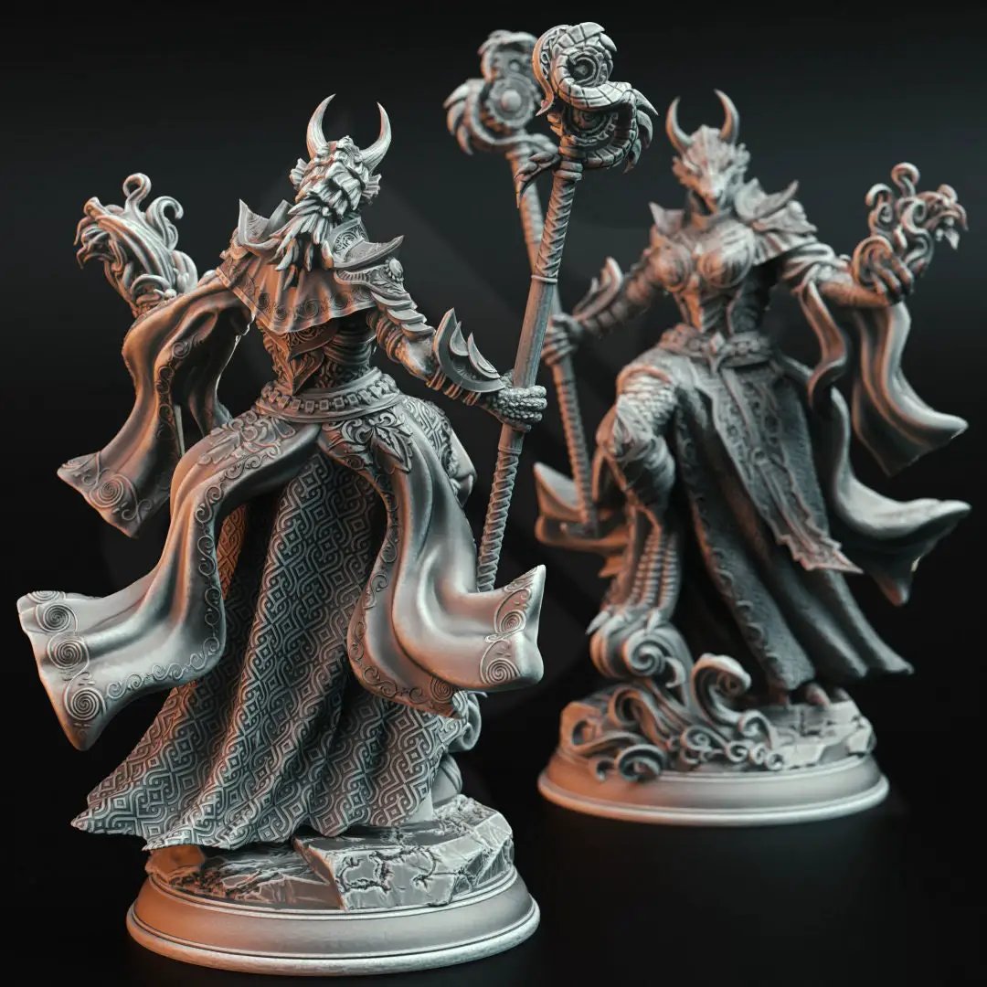 3D printed Ascended Dragon Warlock model by Last Hope Miniatures, detailed fantasy figure for tabletop gaming and display.