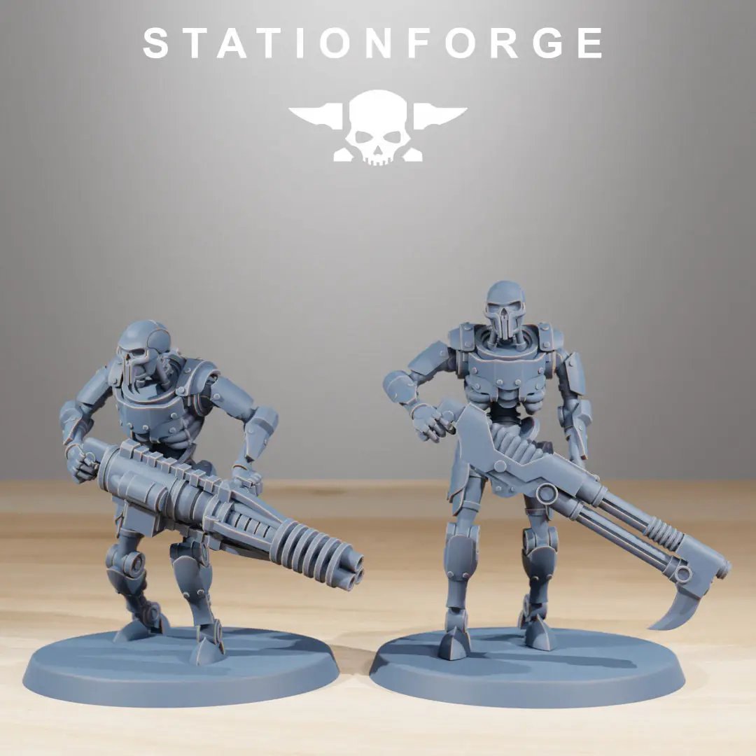 Set of ten 3D printed Astronet Infantry models by StationForge Miniatures, detailed sci-fi military figures from Last Hope Miniatures.