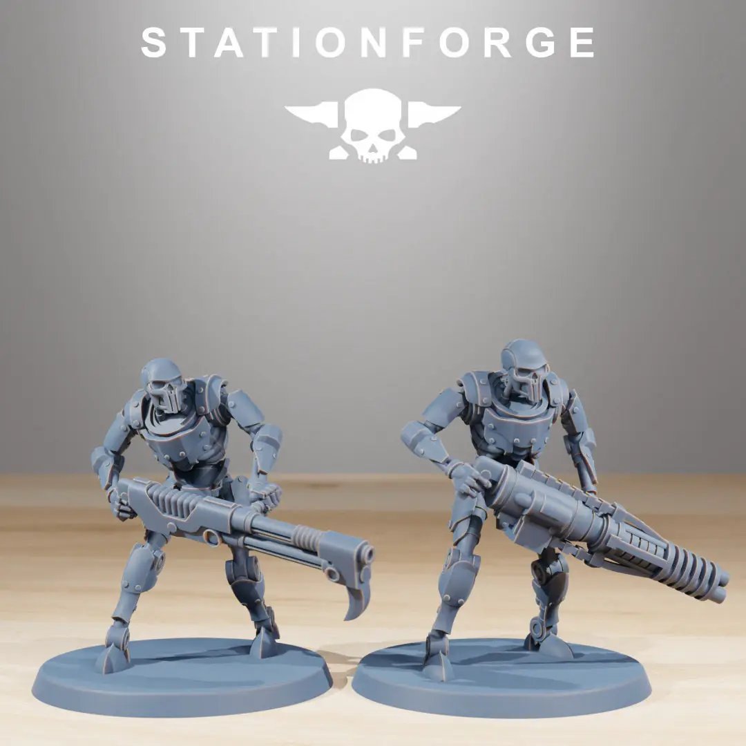 Set of ten 3D printed Astronet Infantry models by Last Hope Miniatures for StationForge Miniatures, detailed sci-fi military figures.