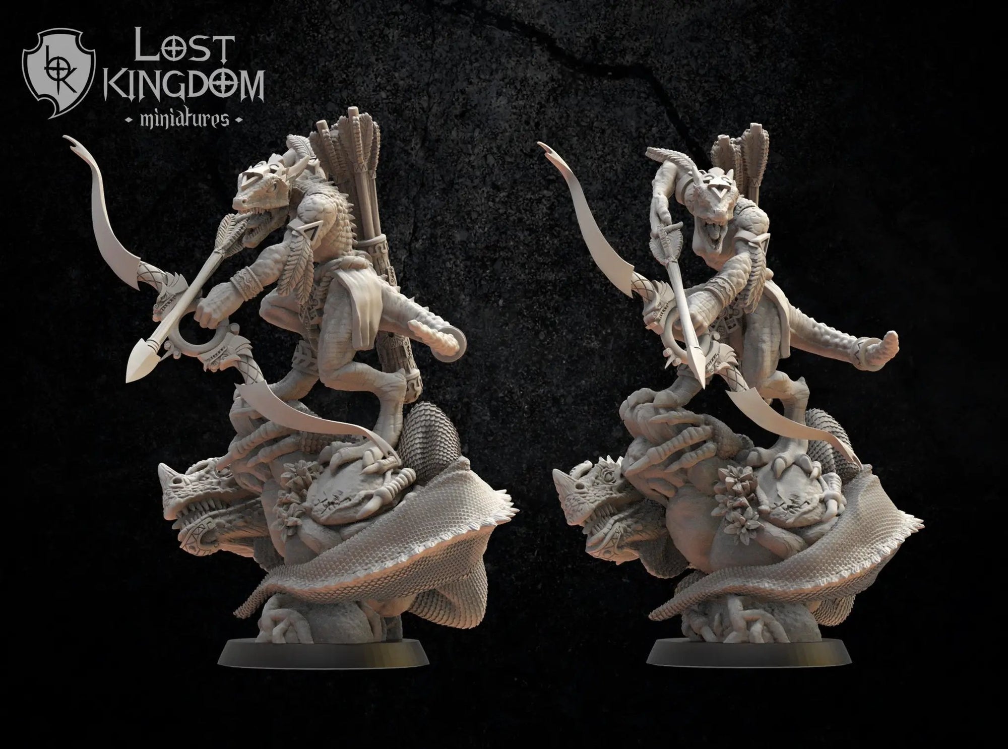 3D printed Atlacoya Sunarcher model by Lost Kingdom Miniatures, detailed fantasy figure on a scenic base.