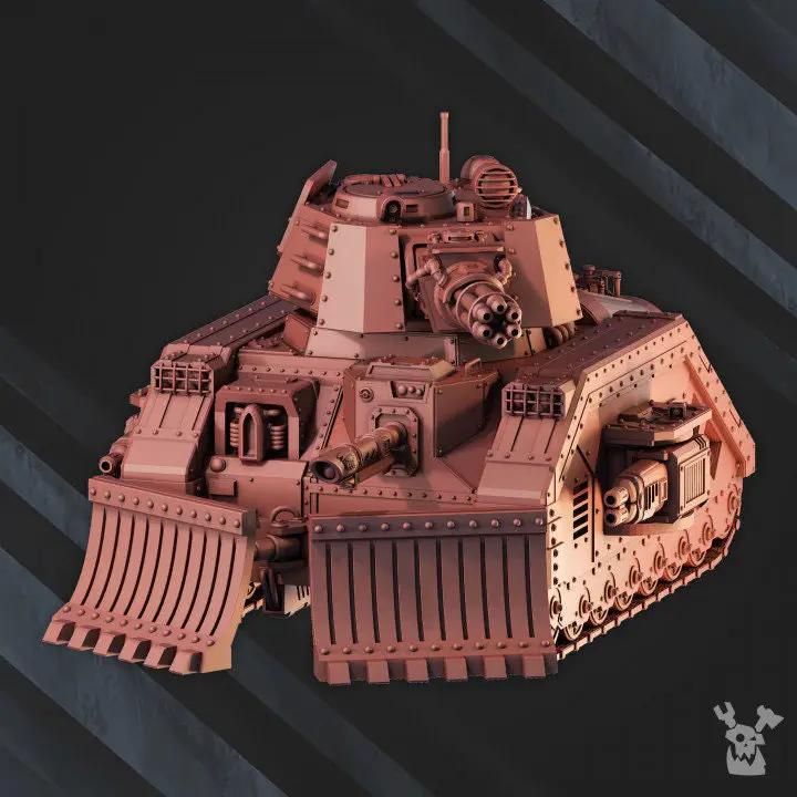 3D printed Aurora Battletank model by Last Hope Miniatures, detailed sci-fi military vehicle with intricate design from DakkaDakka Miniatures