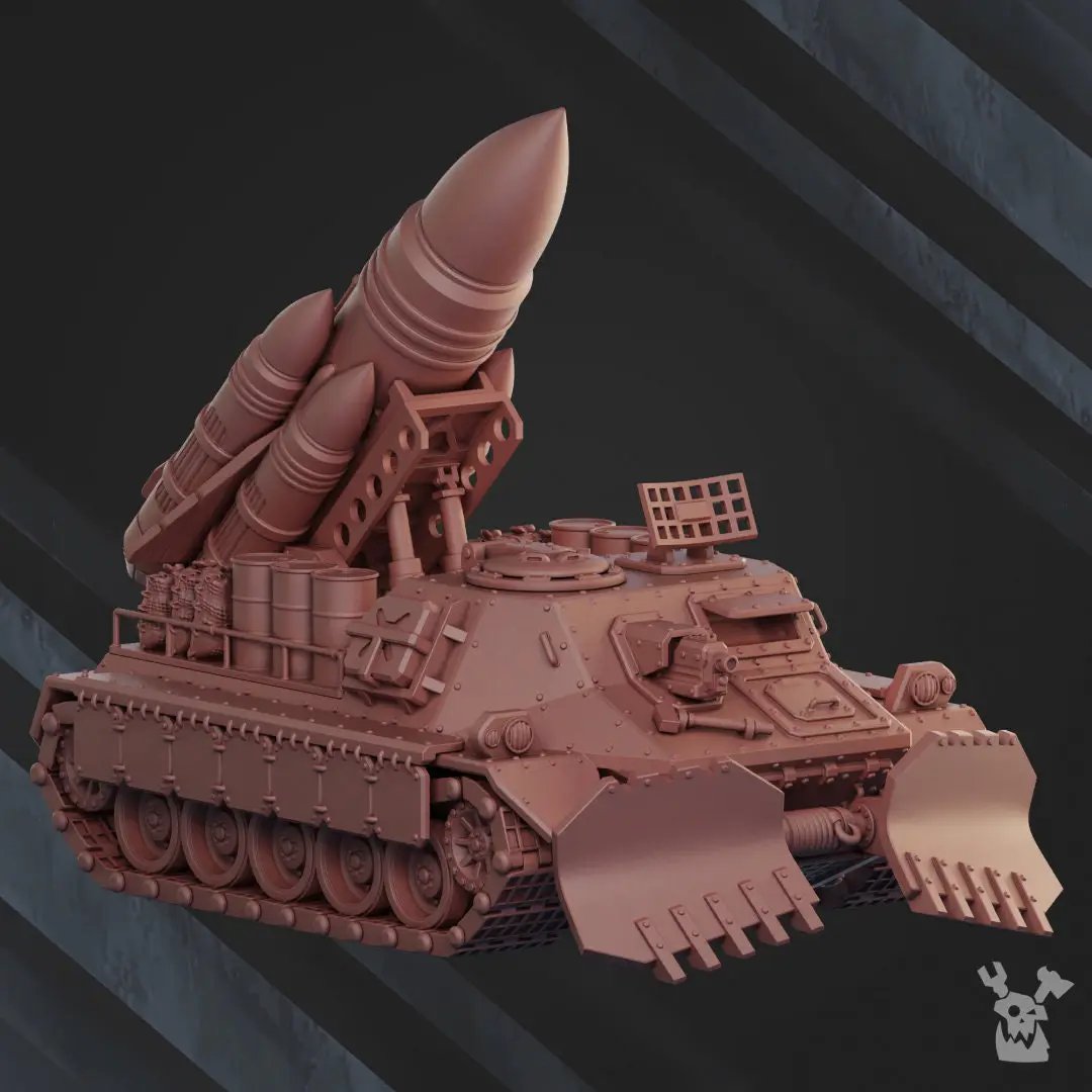 3D printed automated missile launcher model by Last Hope Miniatures, featuring detailed missile and launcher components.