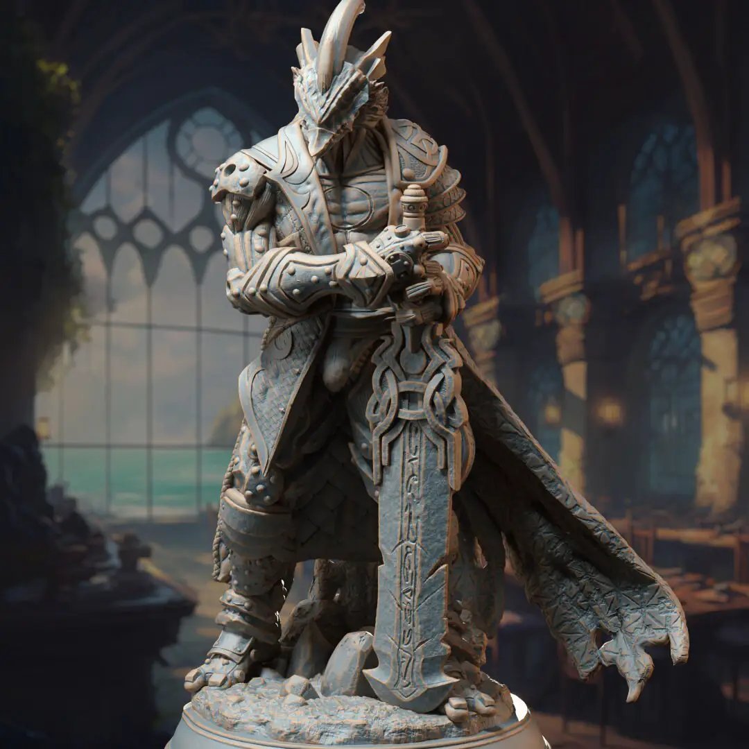 3D printed Automaton Champion model by Last Hope Miniatures, featuring intricate mechanical details and a dynamic pose.