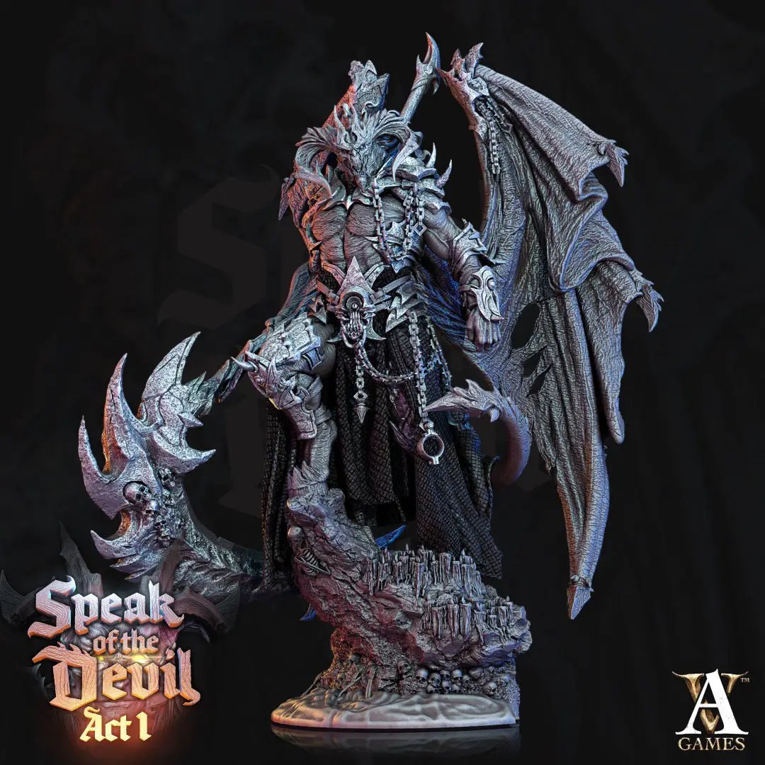 3D printed Azael the Pit Lord model by Last Hope Miniatures, detailed dark fantasy creature from Archvillain Games.