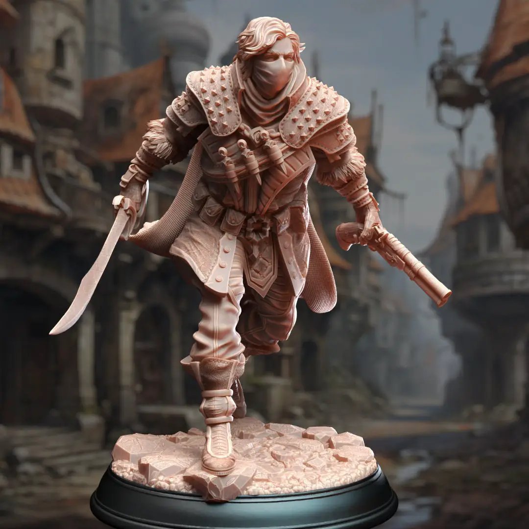 3D printed Bandit Boss model by Last Hope Miniatures for DM Stash, showcasing detailed character design and intricate sculpting.