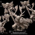 3D printed Barbarian Shaman model by Last Hope Miniatures from Avatars of War, featuring detailed tribal armor and staff.