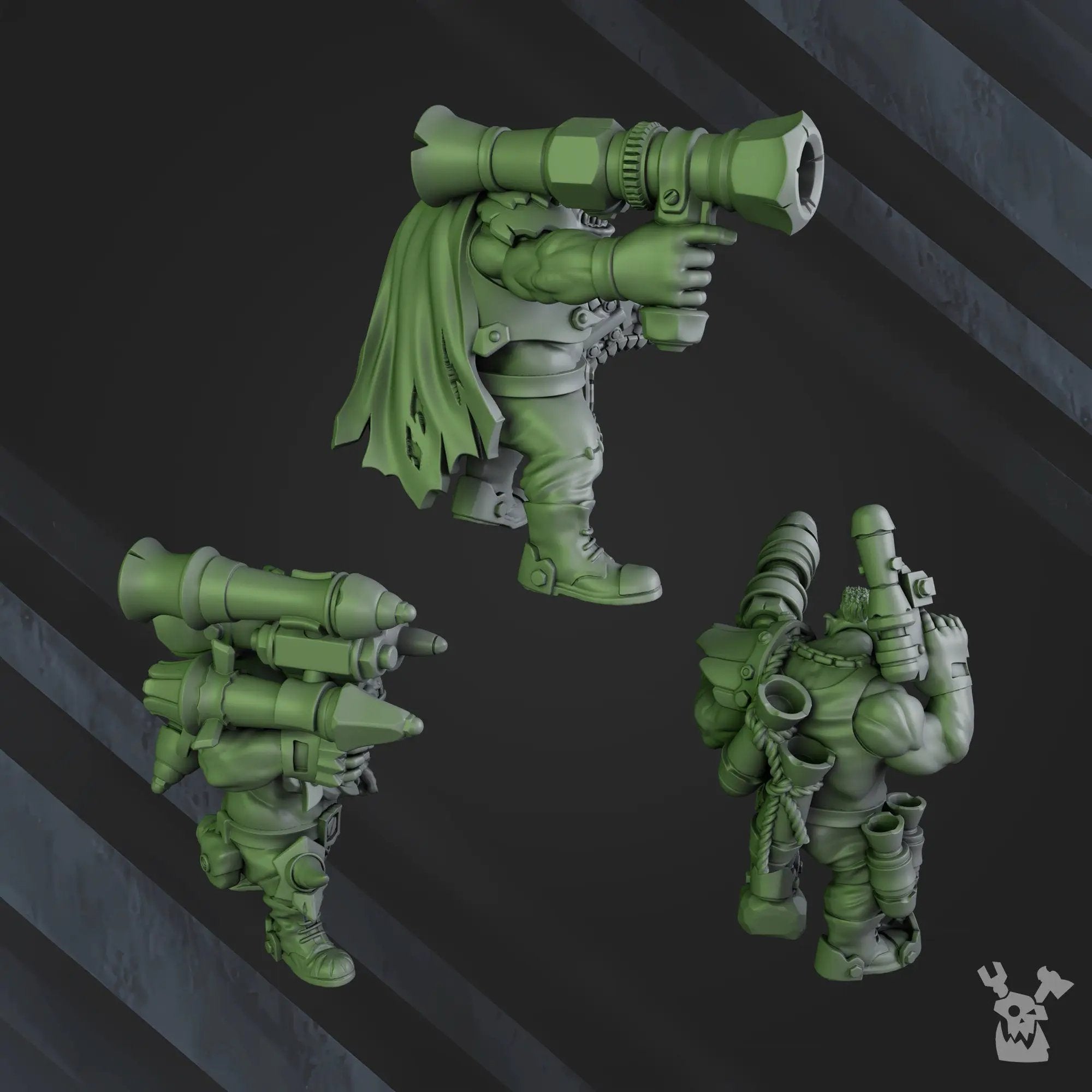 3D printed Bazooka Boyz model by DakkaDakka Miniatures, painted miniature figure from Last Hope Miniatures collection.