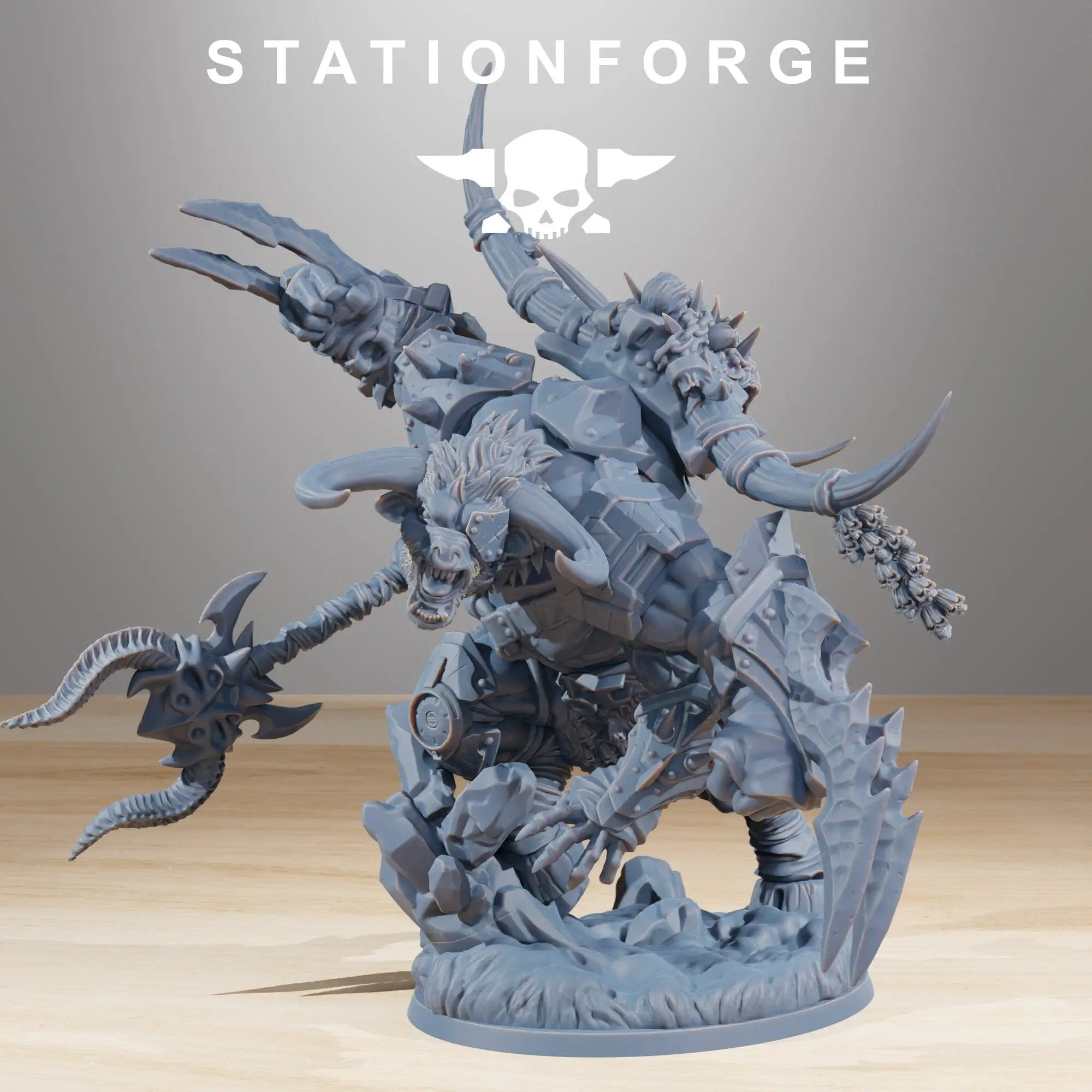 3D printed Beast Boss model by Last Hope Miniatures from StationForge Miniatures, featuring intricate beastly details and dynamic pose.