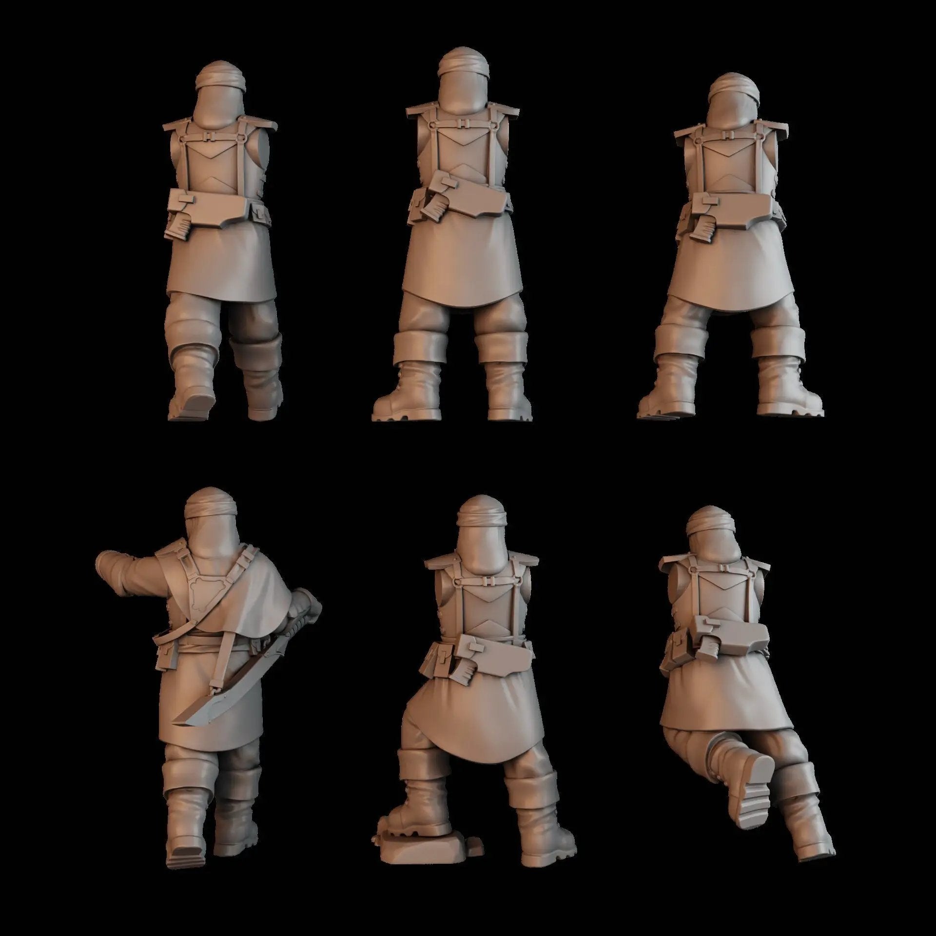 Three-dimensional Bedouin Desert Stalker models by Last Hope Miniatures, featuring detailed miniature figures for tabletop gaming.
