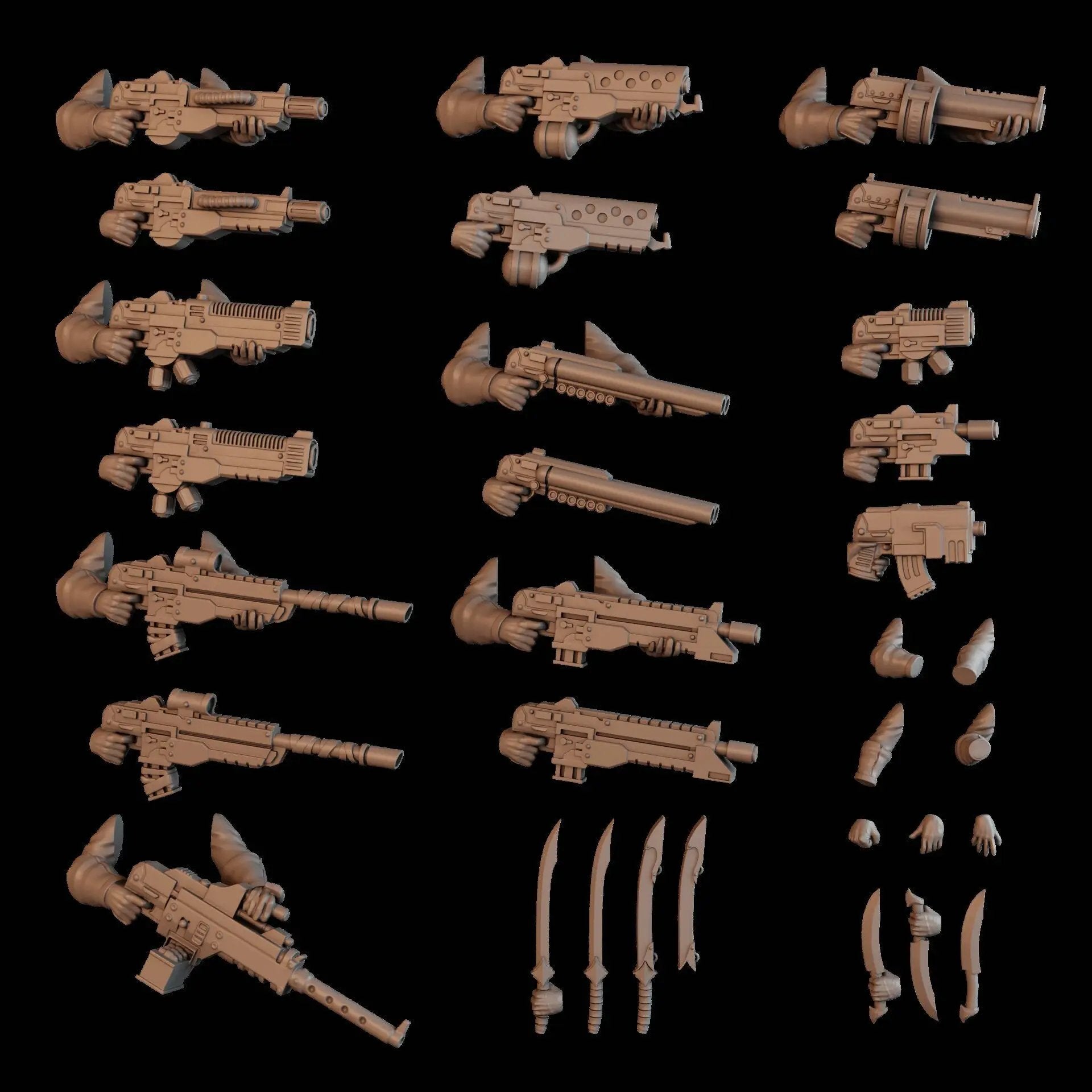 Set of 10 3D printed Bedouin Desert Stalkers models by Last Hope Miniatures for tabletop gaming, featuring detailed desert warrior figures.