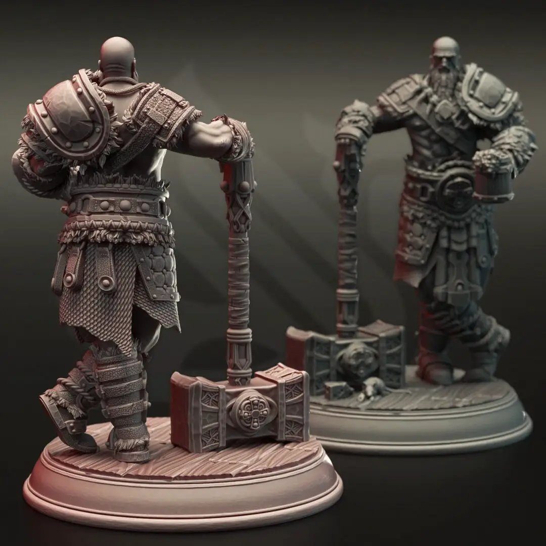 3D printed Berserker Barbarian model by Last Hope Miniatures, detailed miniature figure with fierce warrior design.