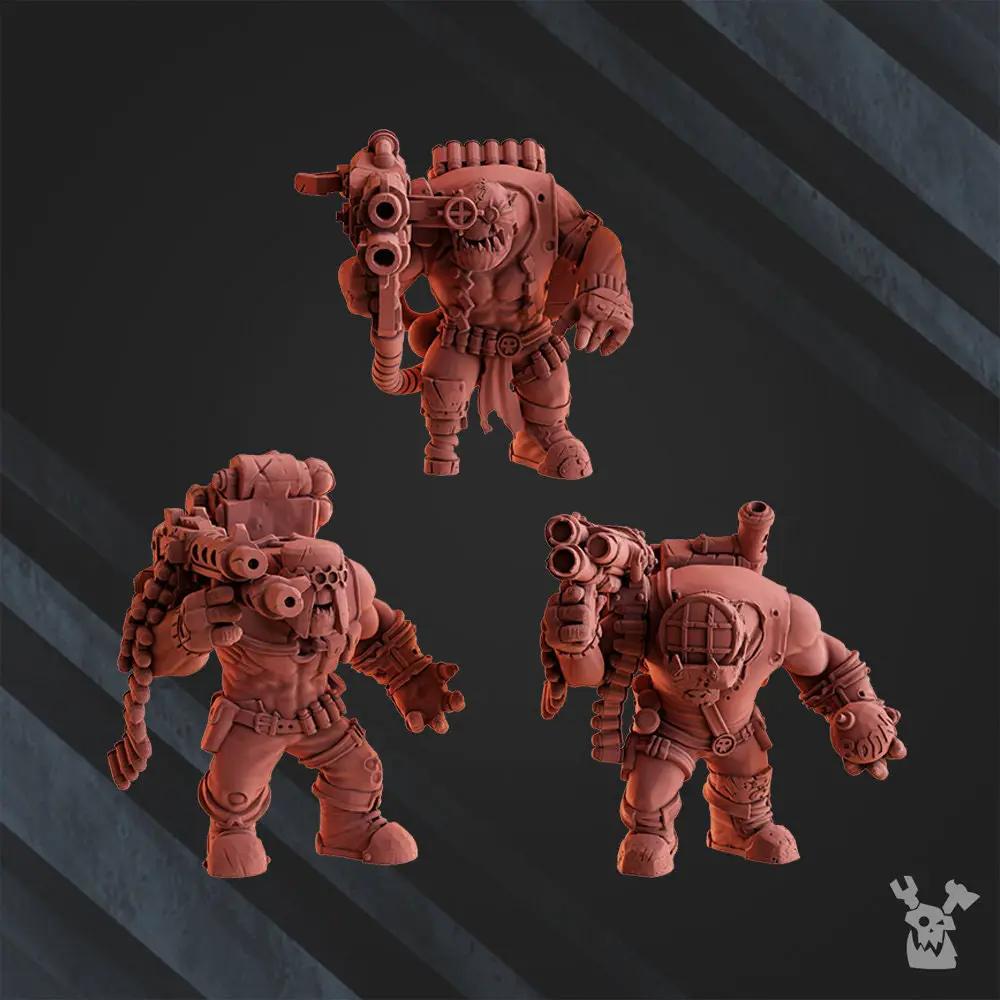 3D printed Ork Megashoota Boyz model by Last Hope Miniatures, featuring detailed green Ork figures with weaponry and armor.