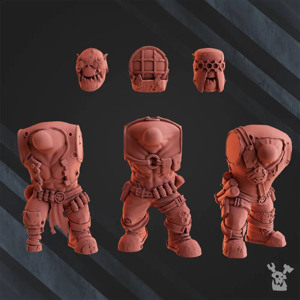 3D printed Ork Megashoota Boyz model by DakkaDakka Miniatures, detailed green Ork figures from Last Hope Miniatures.