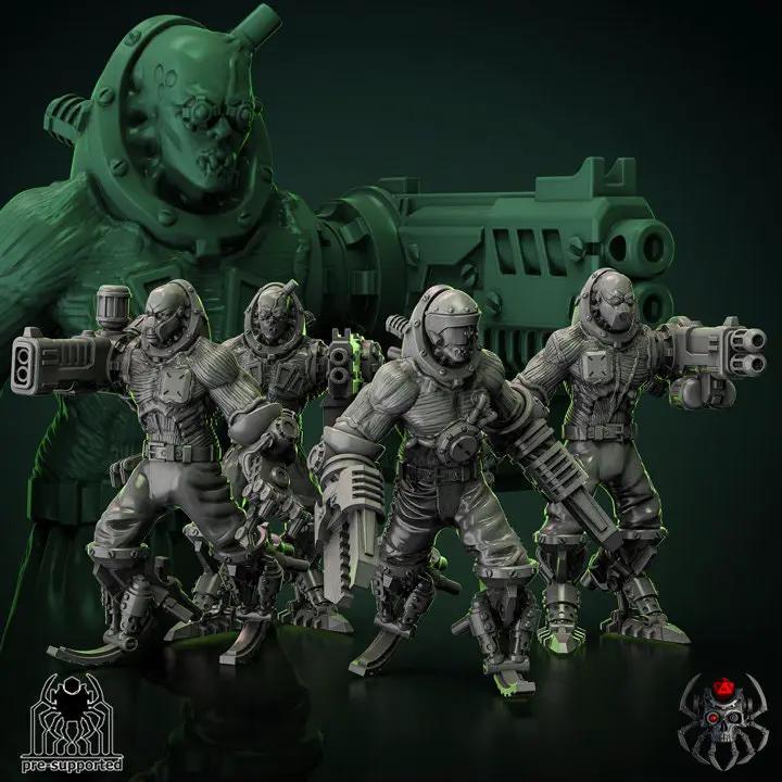 3D printed Biomechanoid Squad model by Last Hope Miniatures, featuring detailed futuristic robotic figures in a dynamic pose.
