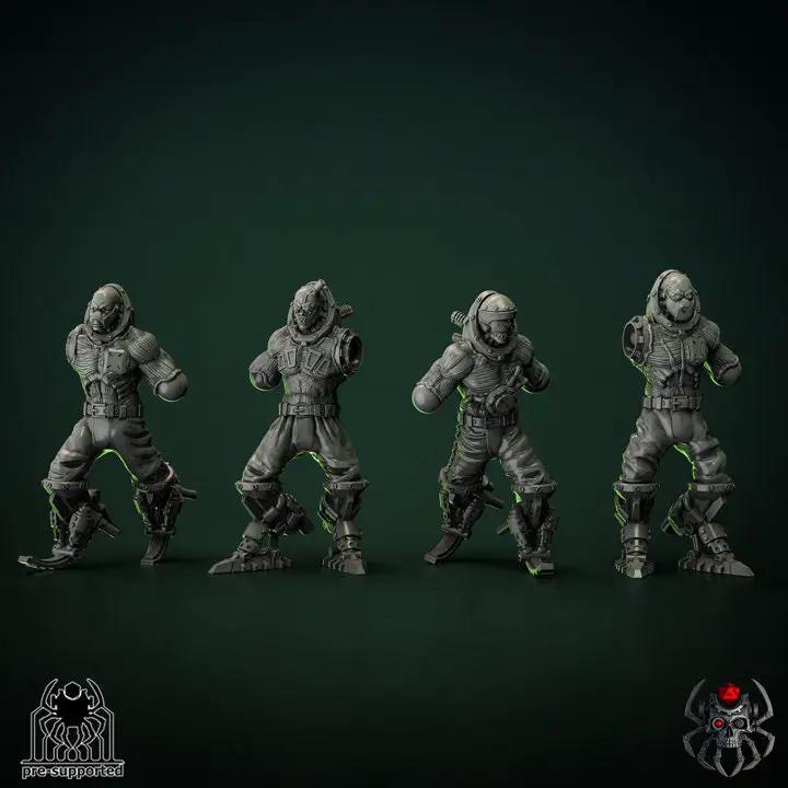 3D printed biomechanoid squad model by Last Hope Miniatures, featuring detailed alien-inspired robotic figures.