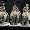 Three 3D printed Bjorn Knights on Warbears models by Lost Kingdom Miniatures, detailed fantasy tabletop game miniatures.
